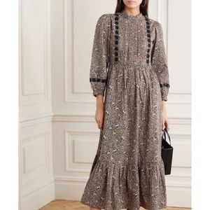 NWT Doên Black Prancing Fawn Nova Embroidered Dress Size Medium